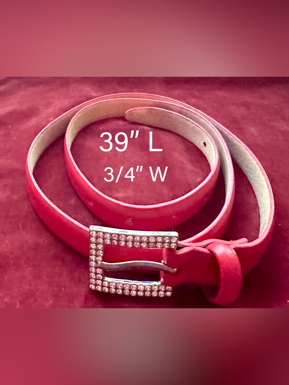 EXPRESS Red Rhinestone Buckle Women's Fashion Belt 39”